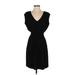 Banana Republic Casual Dress - Mini V Neck Short sleeves: Black Solid Dresses - Women's Size X-Small