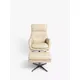 John Lewis Ease Leather Recliner Armchair and Footstool, Stone Leather