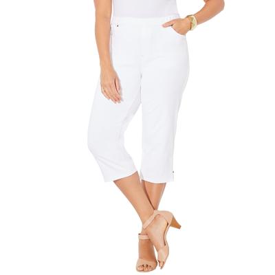 Plus Size Women's The Knit Jean Capri (With Pockets) by Catherines in White (Size 3X)