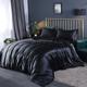 Slowmoose Satin Silk Luxury Queen King Size Bed Set Quilt Duvet Cover Linens And Black 1.5m 4pcs flat sheet