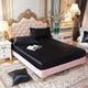 Slowmoose Satin Silk Bed Sheet Cover, Elastic Band Fitted And Flat Bedspread For Mattress 230x250cm flat sheet / black
