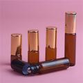 Slowmoose Amber Roll On Roller Bottle For Essential Oils, Refillable Perfume Bottle, Gold Cap 2ML / Glass