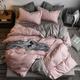 Slowmoose Classic Soft Cotton Duvet Cover, Flat Sheet And Pillowcase Bedding Set pink grid-173 Twin