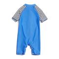 Bonverano Baby Boys Swimsuit One Piece UPF 50+ Sun Protection S/S Sleeves Sunsuit (Blue) 3-6 Months