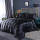 Slowmoose Luxury Satin Silk Bedding Set - Queen, King Size Bed Set Black 2m 4pcs flat sheet