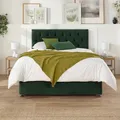 Aspire Olivier Divan And Hybrid Memory Pocket Mattress, Plush Fabric, Strutted Headboard, 4 Drawers, Pine Green, King