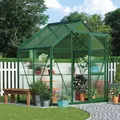 Garden Gear Polycarbonate Greenhouse Large Walk-In Garden Growhouse, Sliding Door & Twin Wall Panels With Steel Base 6X4 Ft (Green)