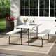 H&O Direct Foldable Picnic Table Bench Set 4 Seater Garden Table Set White