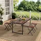 H&O Direct Aluminum Folding Picnic Table With 4 Oxford Mat Stools Umbrella Hole Fold Up Suitcase Table