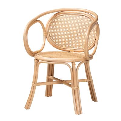 Palesa Modern Bohemian Two-Tone Black And Natural Brown Rattan Dining Chair by Baxton Studio in Natural Brown Rattan