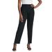 Plus Size Women's Stretch Knit Straight Leg Pant by The London Collection in Black (Size 22/24)