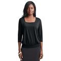 Plus Size Women's Stretch Knit Square Neck Top by The London Collection in Black (Size M)