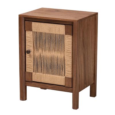 Holitz Modern Bohemian Walnut Brown Finished Bayur Wood Nightstand by Baxton Studio in Walnut Brown