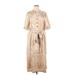 Ann Taylor Casual Dress - Midi: Tan Leopard Print Dresses - Women's Size Large