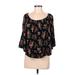 Denim & Supply Ralph Lauren Short Sleeve Blouse: Black Floral Tops - Women's Size Medium