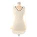 Double Zero Casual Dress - Mini V Neck Long sleeves: Ivory Dresses - Women's Size Medium