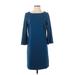Gap Casual Dress - Shift Crew Neck 3/4 sleeves: Blue Print Dresses - Women's Size Small