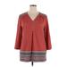 Weekend Suzanne Betro Long Sleeve Top Red V Neck Tops - Women's Size X-Large