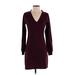 Carve Designs Casual Dress - Sweater Dress: Burgundy Solid Dresses - Women's Size Small