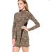 Free People Dresses | Free People Mini Dress Size Xs Night Play Paisley Ginger Taupe Combo Bodycon Nwt | Color: Black/Tan | Size: Xs