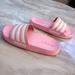 Adidas Shoes | Adidas Pink Slides Size 2 | Color: Pink/White | Size: 2g