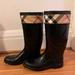 Burberry Shoes | Burberry Rubber Plaid Print Rain Boots | Color: Black | Size: 9