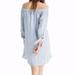 Madewell Dresses | Madewell ~ Stripe Off The Shoulder Shift Dress Nwt | Color: Blue/White | Size: S