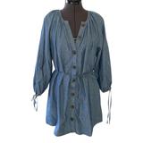 J. Crew Dresses | J. Crew Dress Chambray Button Front Tie Long Sleeves Denim Balloon Sleeve Sz S | Color: Blue | Size: S