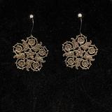 Free People Jewelry | Circular Floral Paisley Cut Out Vintage Antique Gold Drop Dangle Earrings | Color: Black/Gold | Size: Os