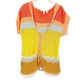 Anthropologie Sweaters | Anthropologie Moth Womens Color Block Lightweight Knit Cardigan Sweater Size L | Color: Orange/Yellow | Size: L