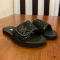 Michael Kors Shoes | Michael Kors Eli Gear Slide Sandals Shoes New Black Glitter Girls Youth Sizes | Color: Black | Size: Various