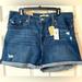 Levi's Shorts | Levi’s Nwt Mid Length Women’s Size 33 Shorts Denim Stretch Distressed Roll Cuff | Color: Blue | Size: 33