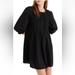 Madewell Dresses | Madewell 100% Cotton Black Mini Embroidered Pintuck Dress | Color: Black | Size: Xxs