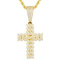 KLYSO Hip Hop VVS D Moissanite 2 Rows Cuban Cross Pendant Necklace Iced Out Gold Plated 925 Sterling Silver Cross Pendant