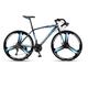 TiLLOw 700C Wheels, Road Bike Adult Bicycle, 21/24/27/30 Speed, Men's And Women Road Bicycle Racing, Double Disc Brake, Racing Fork (Color : Black blue, Size : 24SPEED_THREE-BLADE)