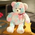 Kawaii Plush Rainbow Teddy Bear Pillow Toy Plush Animal Doll Colorful Bow Bear Birthday Gift For Kids 50cm 1