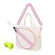 Mini Momo Tennis Bag Racket Tote Sports Racquet Bag - Tennis Bags for Women, Unisex Badminton, Squash Case Stripe Shoulder Strap (Gold Hot Pink)