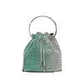 Rhinestone Bags Diamond Tassel Evening Clutch Bag Round Handle Crystal Bucket Bag Handbags Rhinestone Chain Wedding Party Bag Rhinestone Purses (Color : Green and Silver)