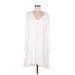 White House Black Market Casual Dress - Mini V Neck Long sleeves: Ivory Print Dresses - Women's Size 6