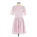 ASOS Casual Dress - A-Line Crew Neck Short sleeves: Pink Solid Dresses - Women's Size 4