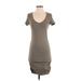 Michael Stars Casual Dress - Bodycon Scoop Neck Short sleeves: Gray Print Dresses - Women's Size X-Small