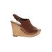 Sam Edelman Wedges: Brown Print Shoes - Women's Size 10 - Peep Toe