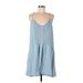 Sanctuary Casual Dress - Mini Plunge Sleeveless: Blue Solid Dresses - Women's Size Large