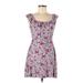 Lush Casual Dress - Mini Scoop Neck Sleeveless: Purple Floral Dresses - Women's Size Small