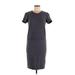 James Perse Casual Dress - DropWaist Crew Neck Short Sleeve: Gray Solid Dresses - Women's Size Medium