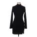 Princess Polly Casual Dress - Bodycon Mock Long Sleeve: Black Solid Dresses - Women's Size 6