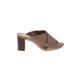 Aerosoles Heels: Slip-on Stacked Heel Boho Chic Brown Print Shoes - Women's Size 10 - Open Toe