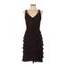 Eliza J Cocktail Dress - A-Line V-Neck Sleeveless: Brown Solid Dresses - Women's Size 10