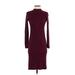 Divided by H&M Casual Dress - Sweater Dress Mock 3/4 sleeves: Burgundy Print Dresses - Women's Size Small