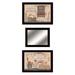 Set Of Three Wash Room Black Inner Rim Frame Bathroom Wall Art with Mirror